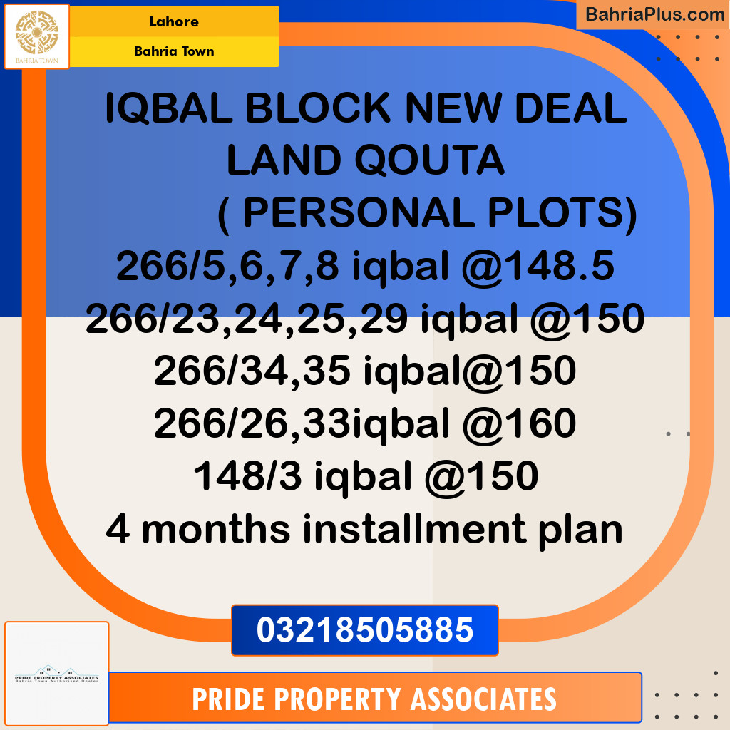 Residential Plot for Sale in Bahria Town, Lahore - (BP-233732)