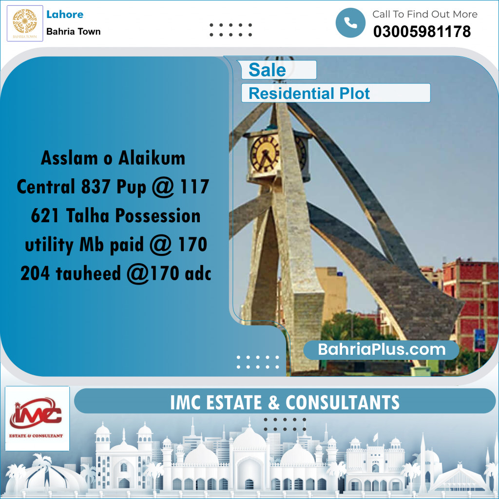 Residential Plot for Sale in Bahria Town, Lahore - (BP-233771)