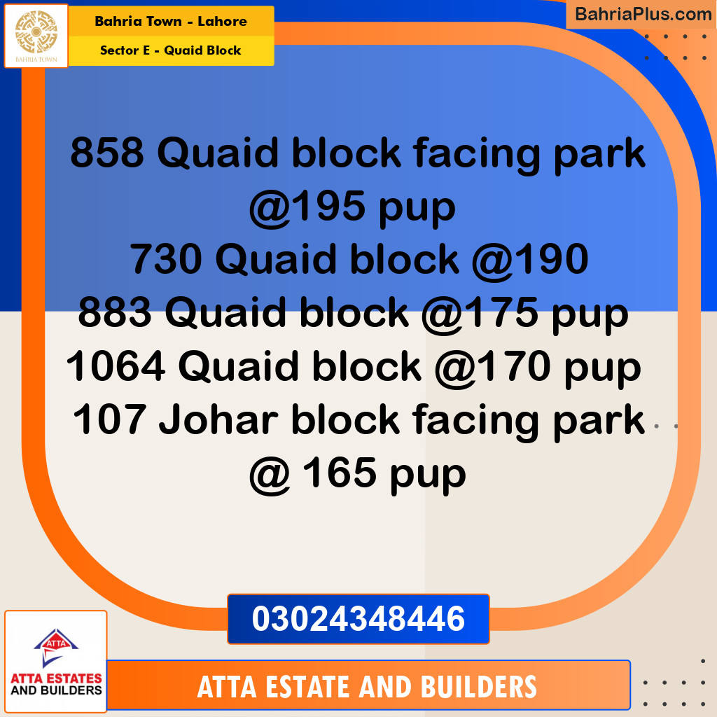 10 Marla Residential Plot for Sale in Sector E - Quaid Block -  Bahria Town, Lahore - (BP-233793)