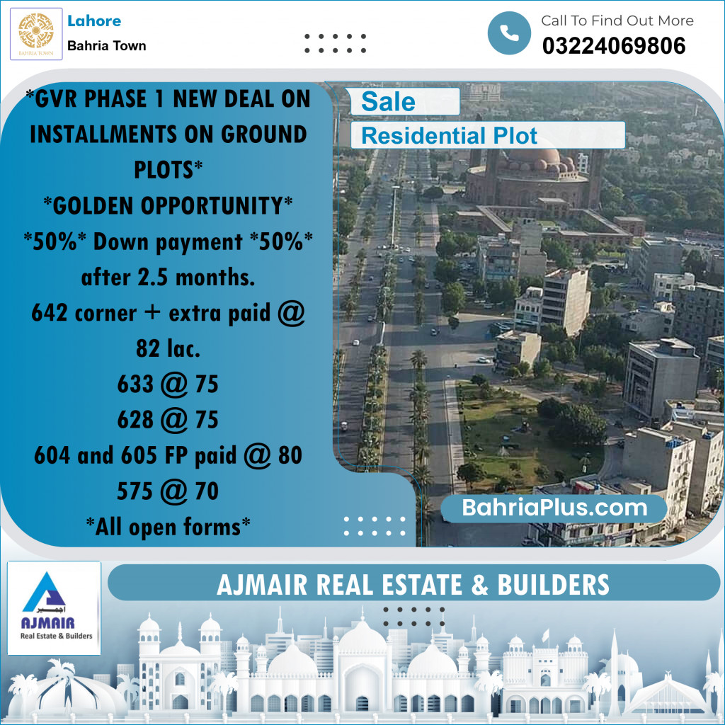 Residential Plot for Sale in Bahria Town, Lahore - (BP-233818)
