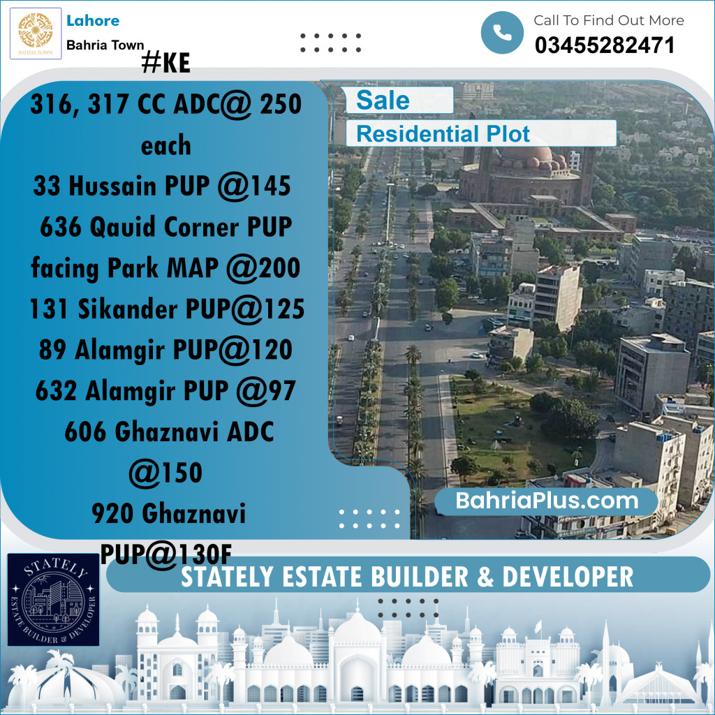 Residential Plot for Sale in Bahria Town, Lahore - (BP-233834)