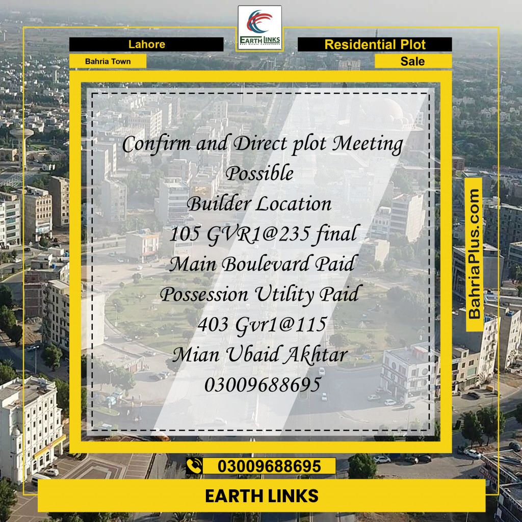 Residential Plot for Sale in Bahria Town, Lahore - (BP-233865)