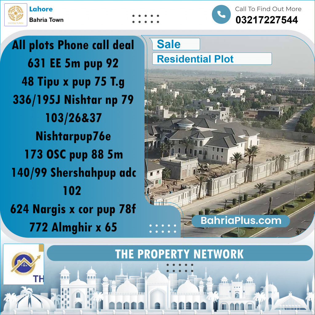 5 Marla Residential Plot for Sale in Bahria Town, Lahore - (BP-233886)