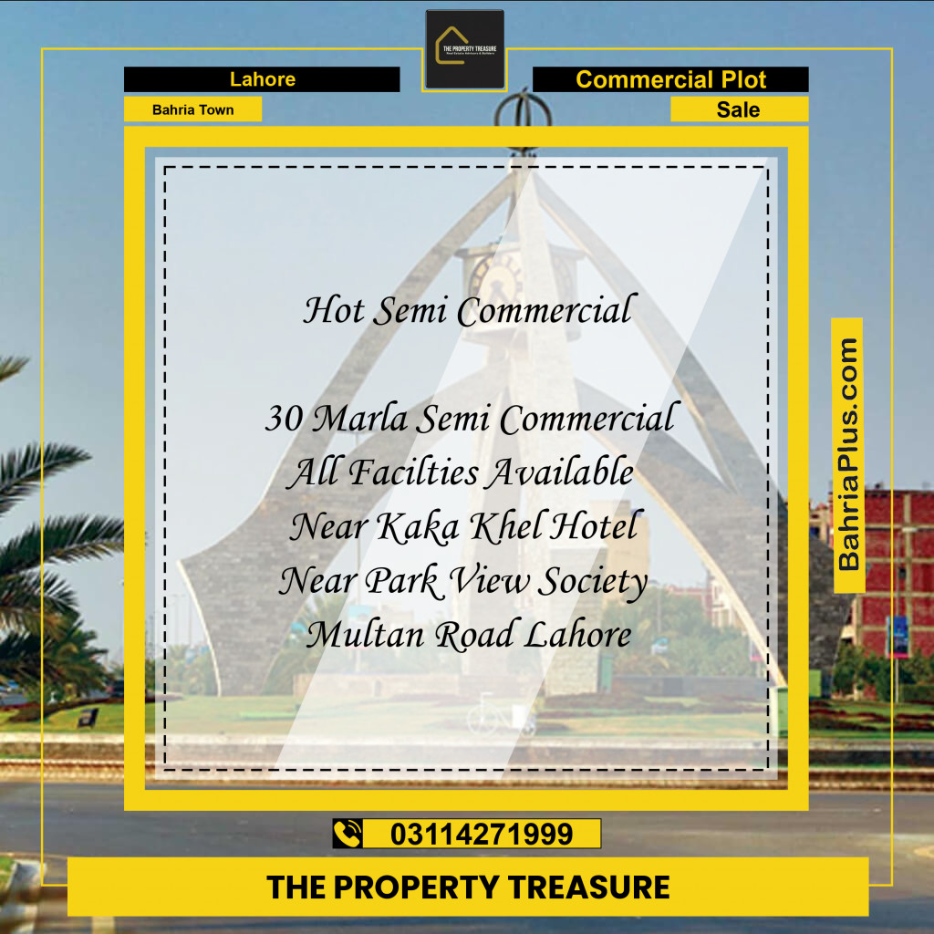 30 Marla Commercial Plot for Sale in Bahria Town, Lahore - (BP-233890)
