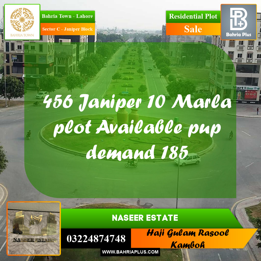 10 Marla Residential Plot for Sale in Sector C - Janiper Block -  Bahria Town, Lahore - (BP-233968)