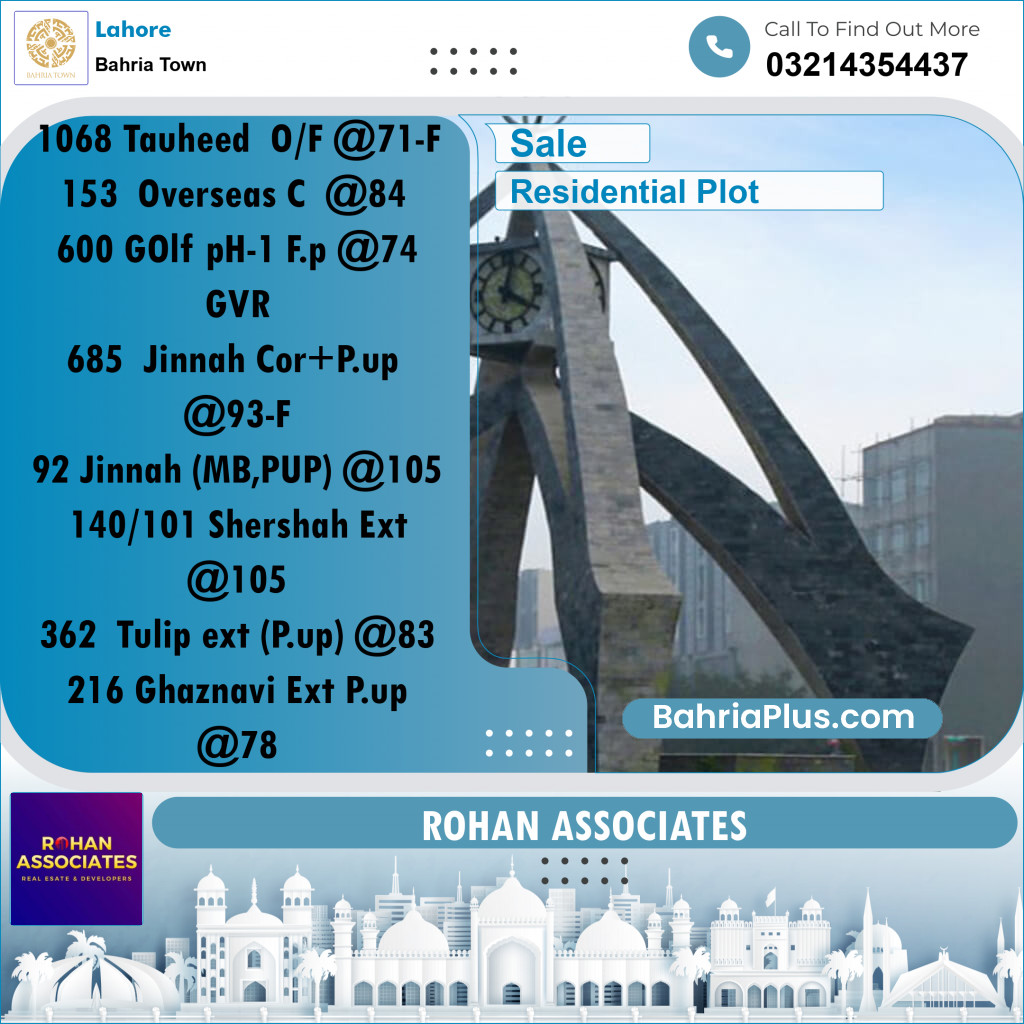 Residential Plot for Sale in Bahria Town, Lahore - (BP-233992)