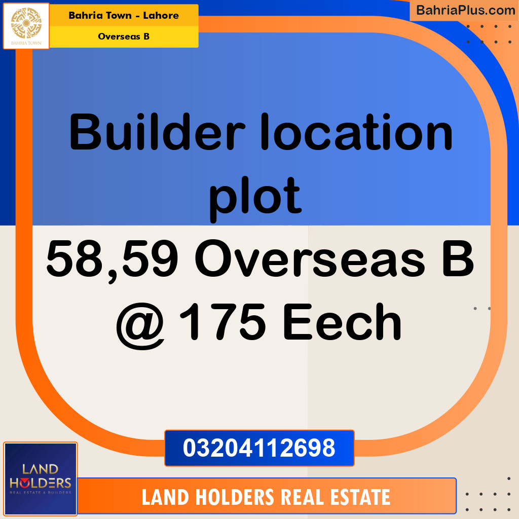 10 Marla Residential Plot for Sale in Overseas B -  Bahria Town, Lahore - (BP-234017)
