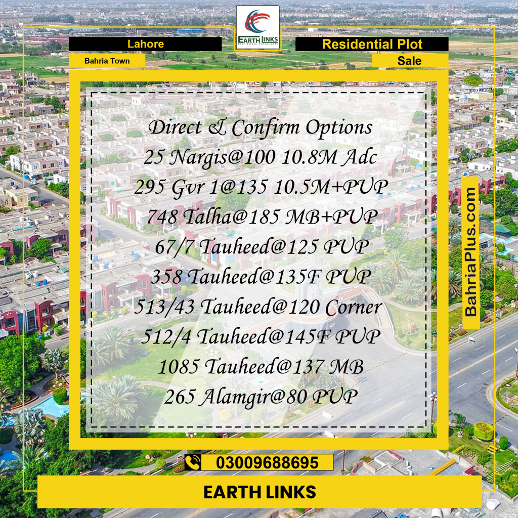 Residential Plot for Sale in Bahria Town, Lahore - (BP-234052)