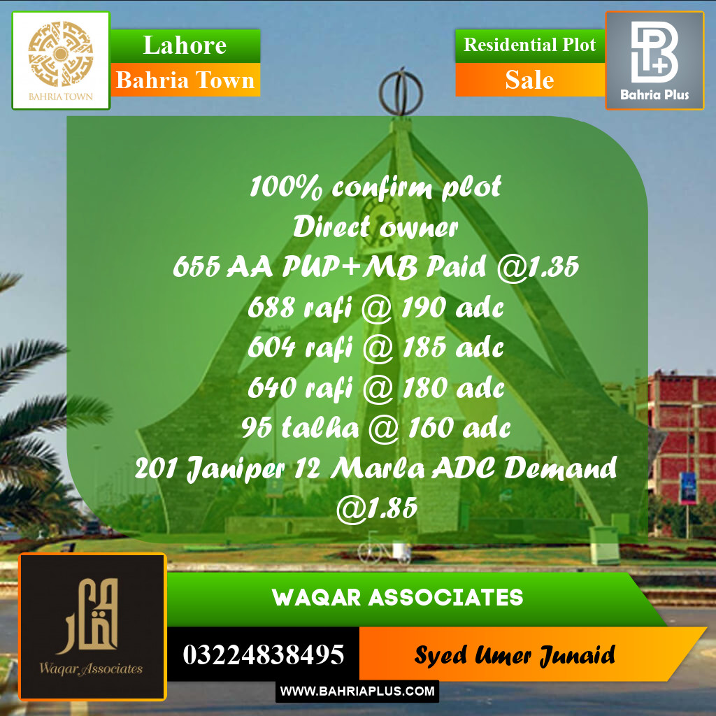 Residential Plot for Sale in Bahria Town, Lahore - (BP-234118)