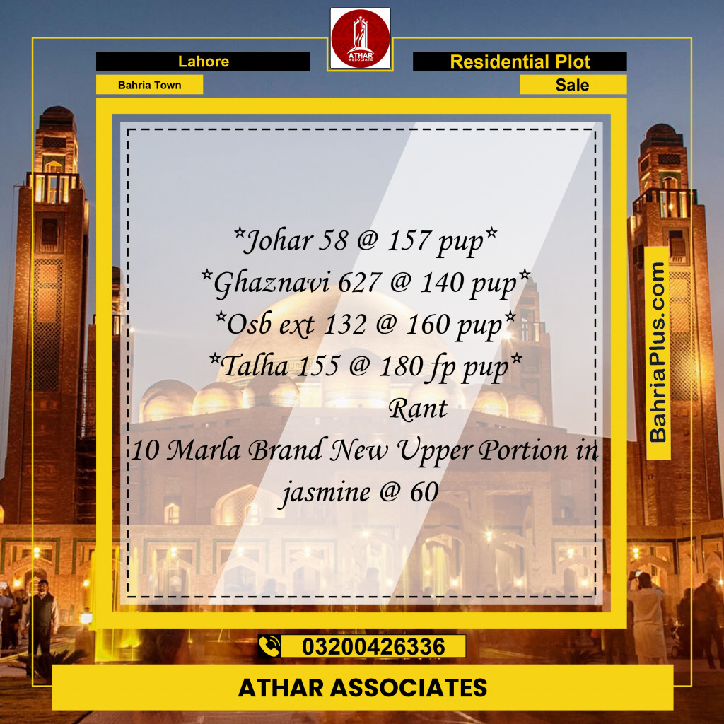 Residential Plot for Sale in Bahria Town, Lahore - (BP-234154)