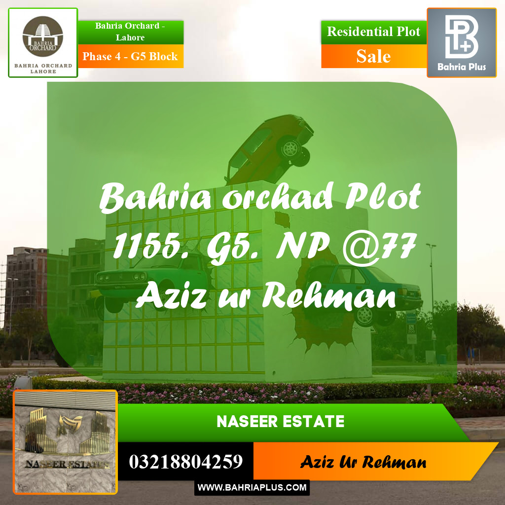 10 Marla Residential Plot for Sale in Phase 4 - G5 Block -  Bahria Orchard, Lahore - (BP-234241)