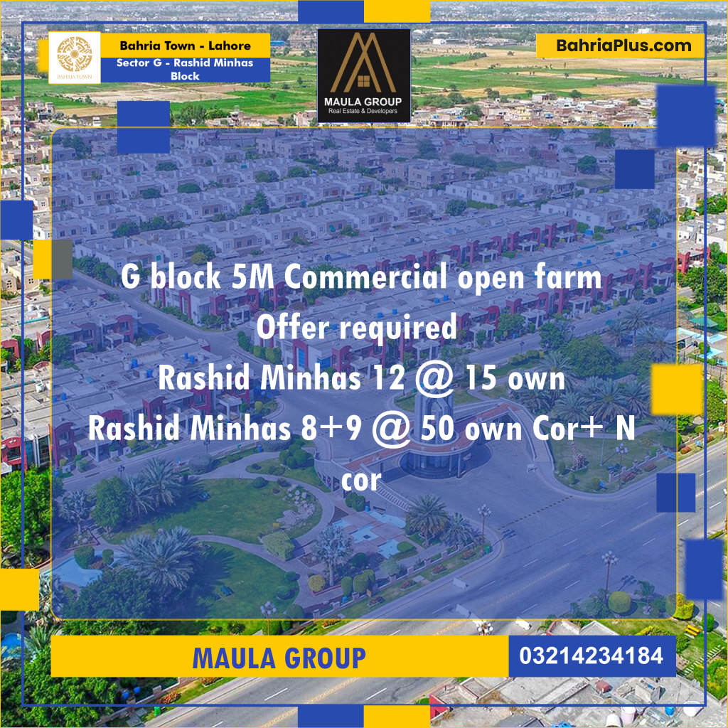 Residential Plot for Sale in Sector G - Rashid Minhas Block -  Bahria Town, Lahore - (BP-234243)
