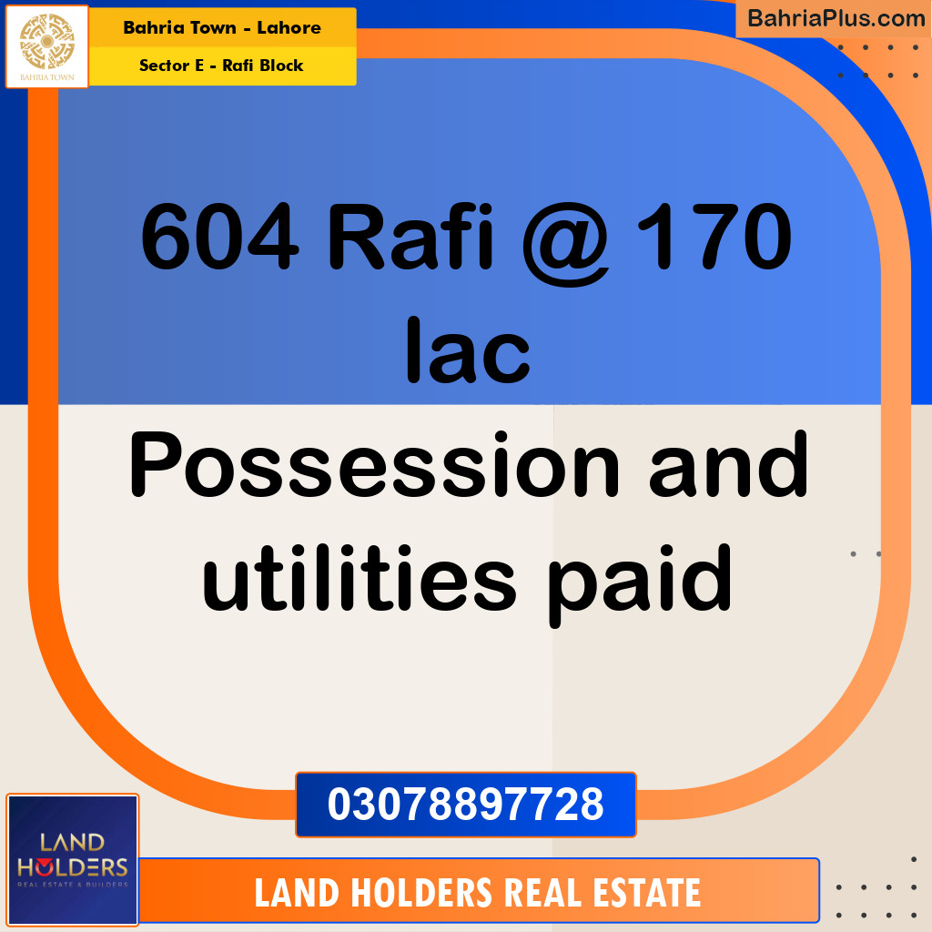 10 Marla Residential Plot for Sale in Sector E - Rafi Block -  Bahria Town, Lahore - (BP-234331)