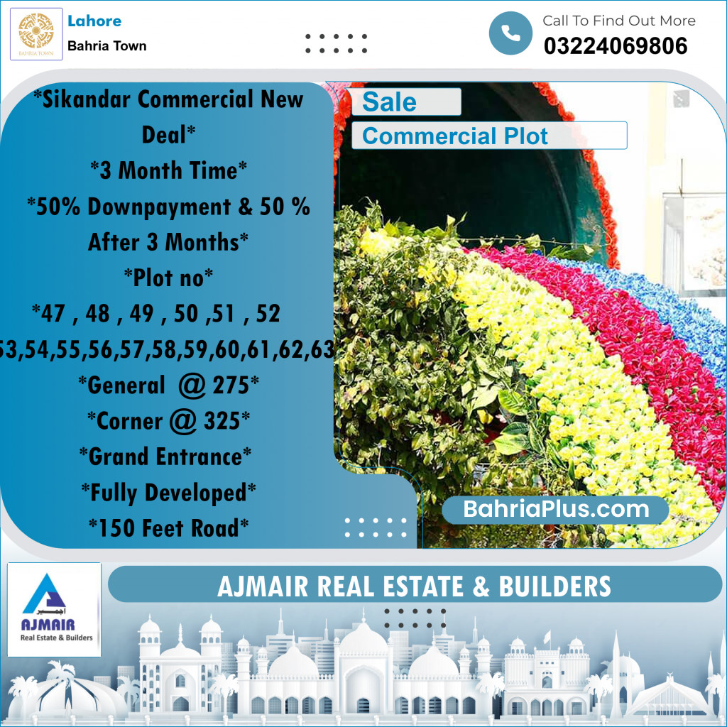 Commercial Plot for Sale in Bahria Town, Lahore - (BP-234378)