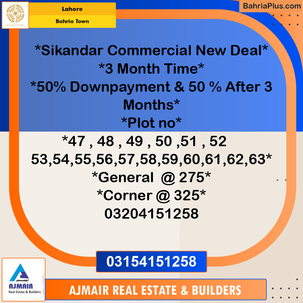 Commercial Plot for Sale in Bahria Town, Lahore - (BP-234402)