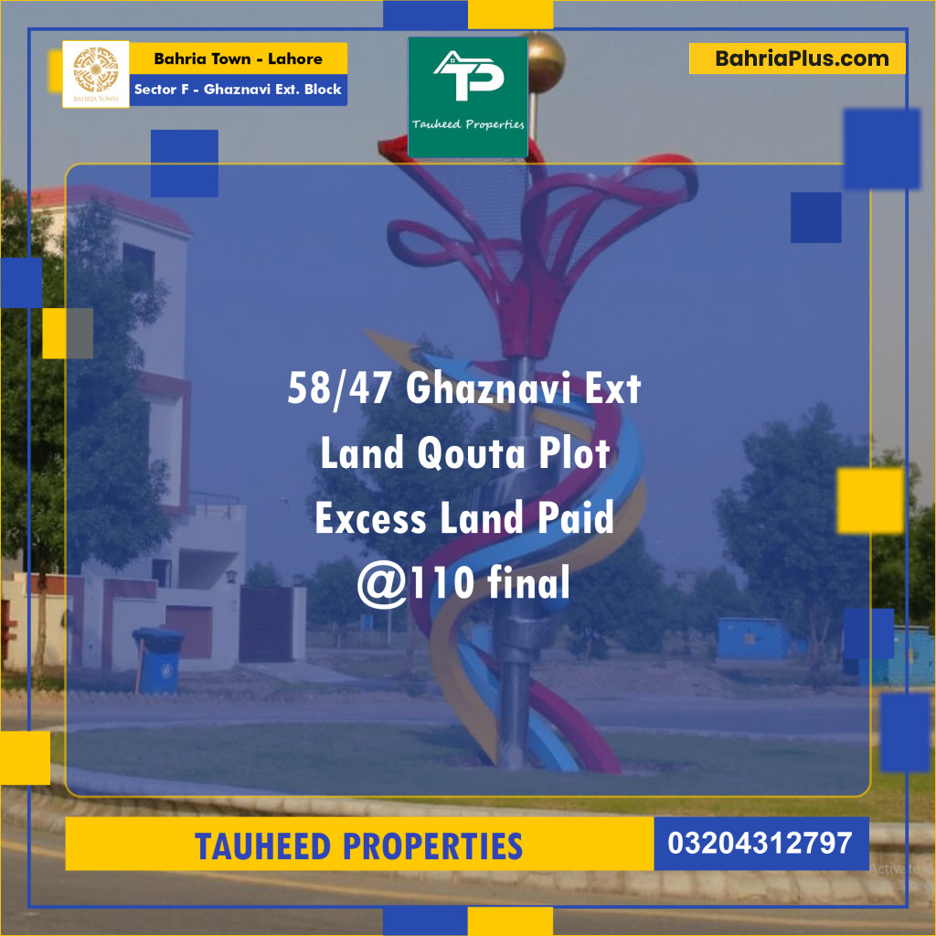 10 Marla Residential Plot for Sale in Sector F - Ghaznavi Ext. Block -  Bahria Town, Lahore - (BP-234407)