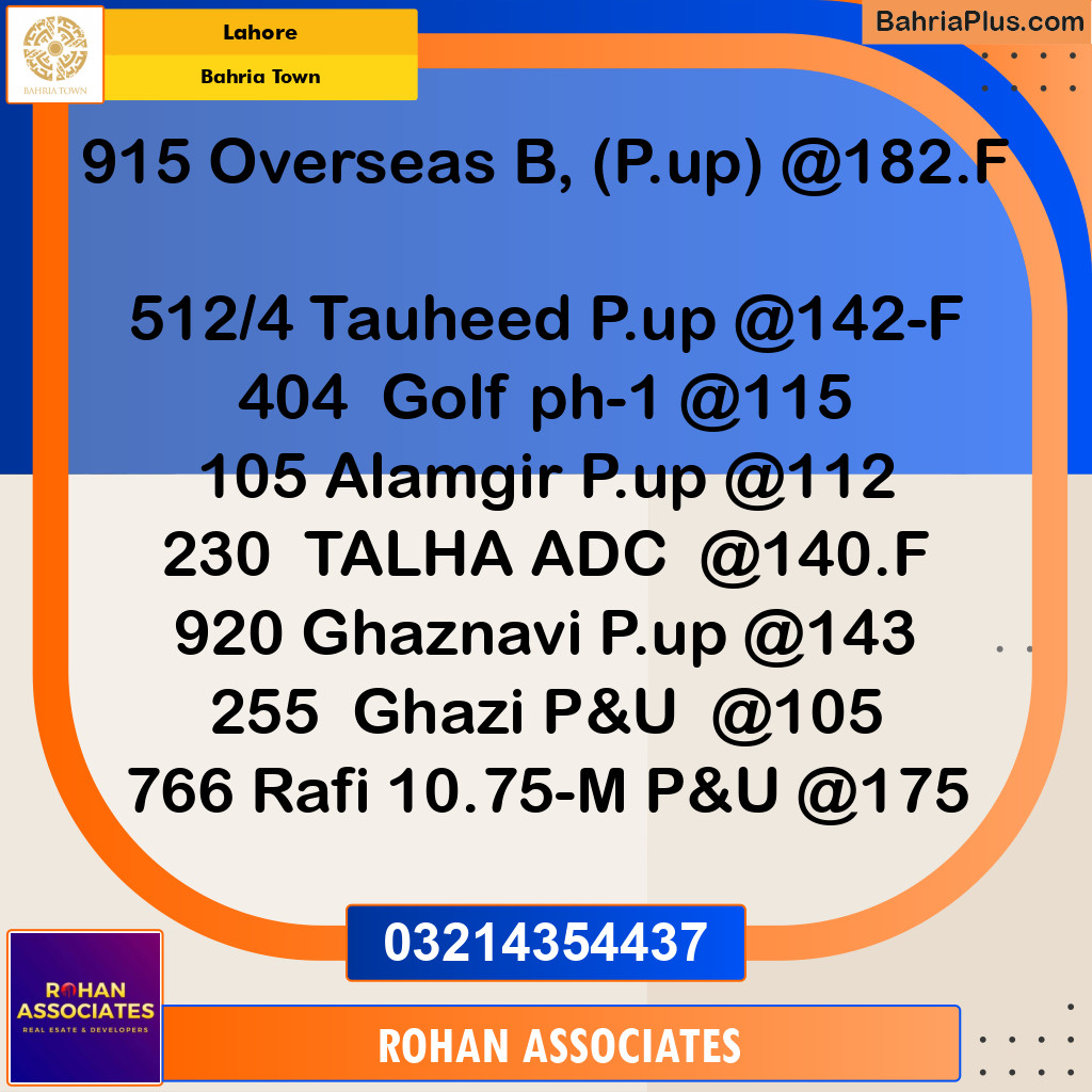 Residential Plot for Sale in Bahria Town, Lahore - (BP-234430)