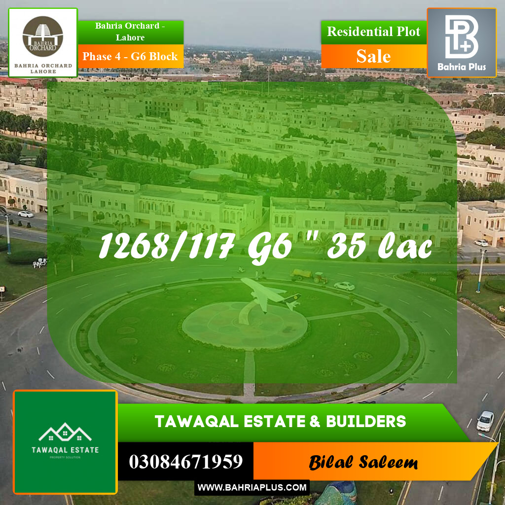 5 Marla Residential Plot for Sale in Phase 4 - G6 Block -  Bahria Orchard, Lahore - (BP-234449)