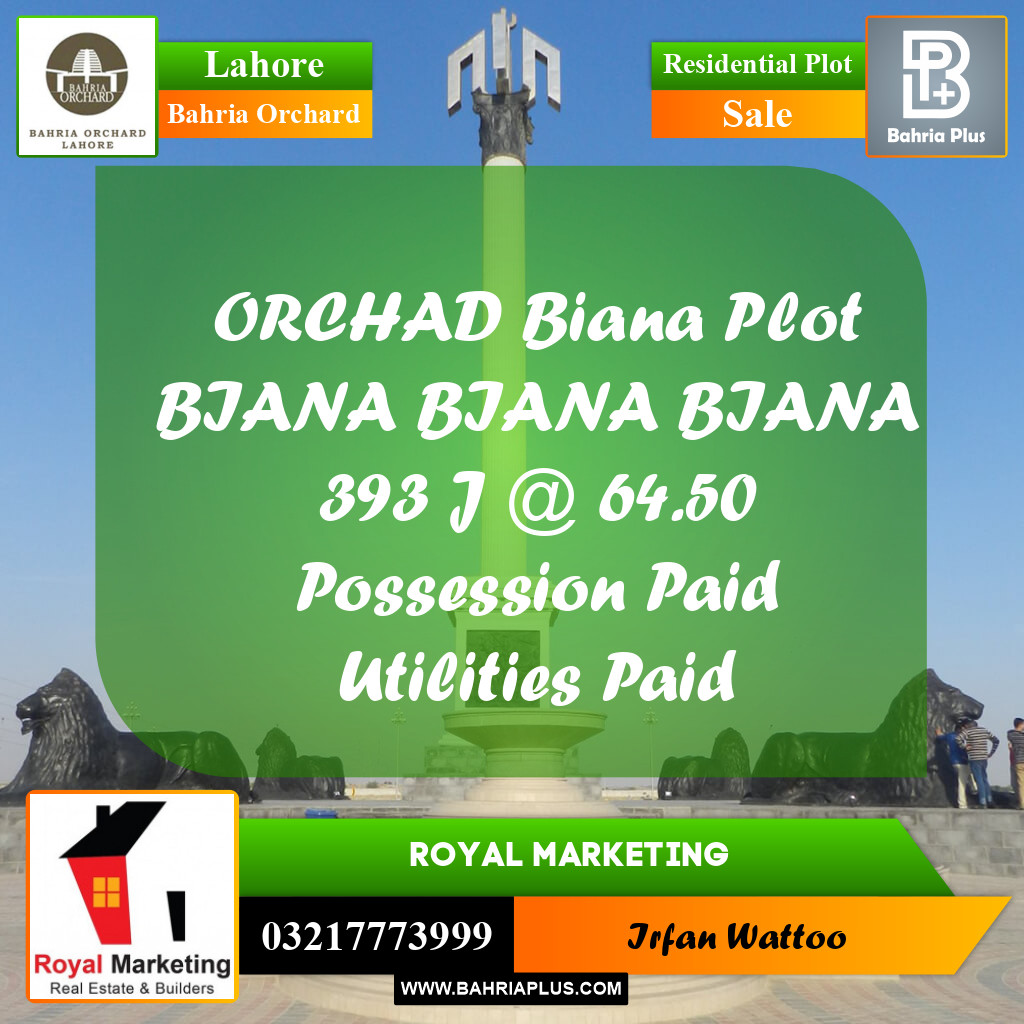 Residential Plot for Sale in Bahria Orchard, Lahore - (BP-234469)
