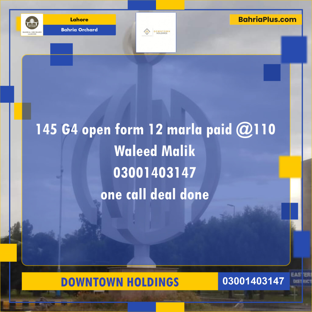 Residential Plot for Sale in Bahria Orchard, Lahore - (BP-234471)