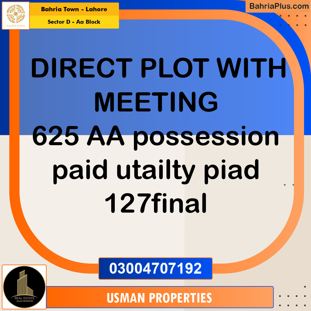 5 Marla Residential Plot for Sale in Sector D - AA Block -  Bahria Town, Lahore - (BP-234509)