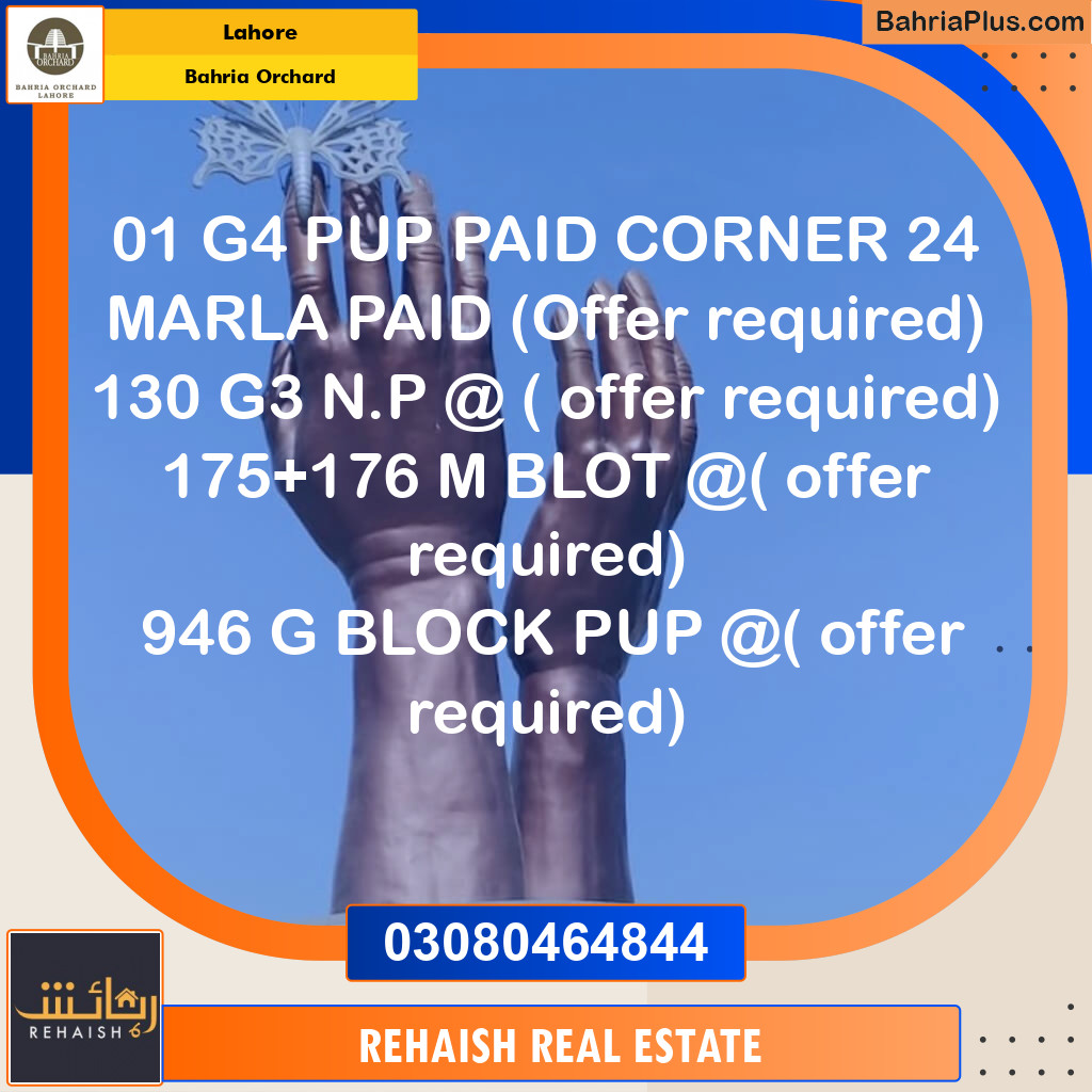 Residential Plot for Sale in Bahria Orchard, Lahore - (BP-234625)