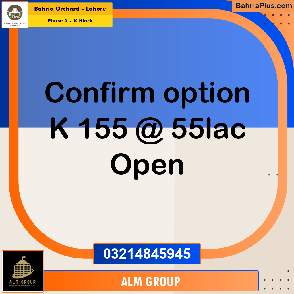 5 Marla Residential Plot for Sale in Phase 2 - K Block -  Bahria Orchard, Lahore - (BP-234628)