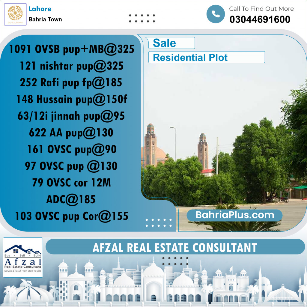 Residential Plot for Sale in Bahria Town, Lahore - (BP-234631)