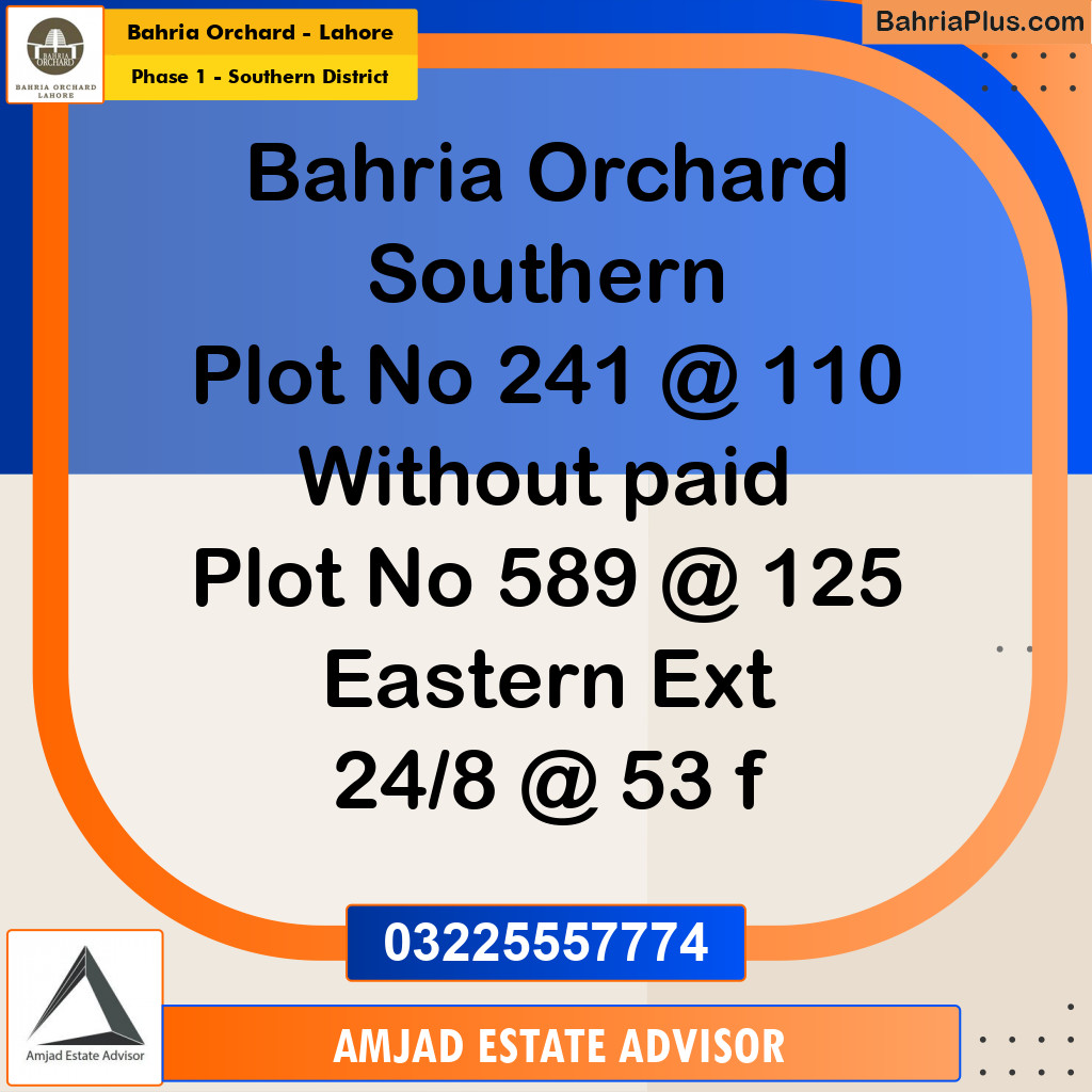 Residential Plot for Sale in Phase 1 - Southern District -  Bahria Orchard, Lahore - (BP-234633)