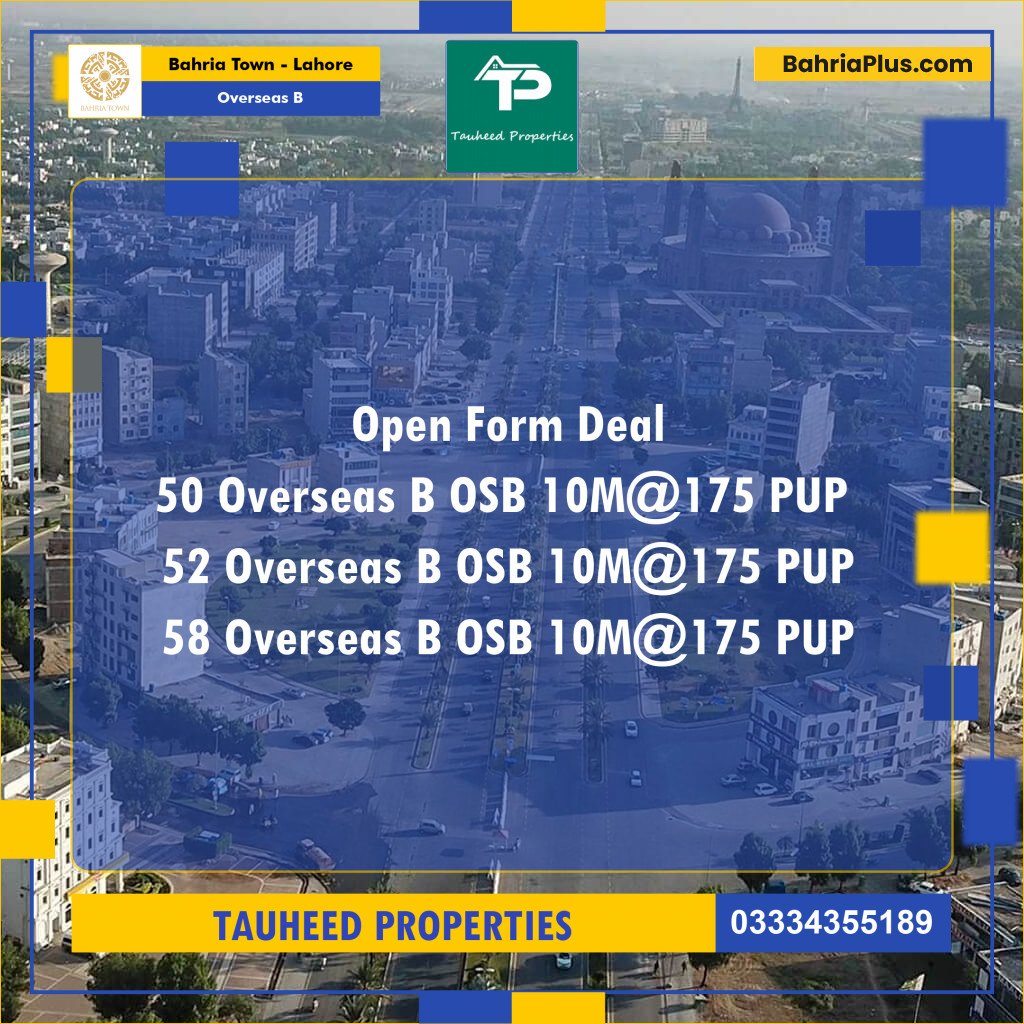 10 Marla Residential Plot for Sale in Overseas B -  Bahria Town, Lahore - (BP-234744)