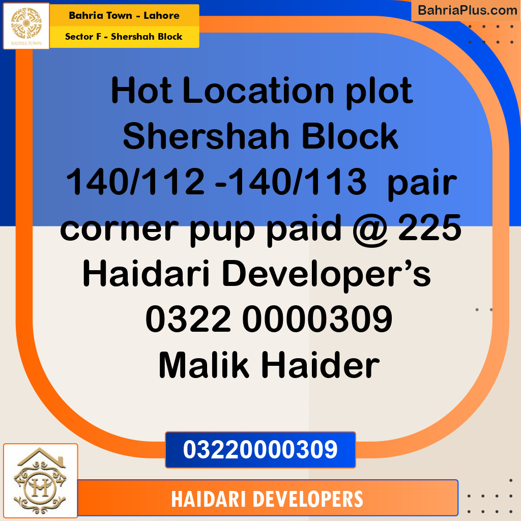 5 Marla Residential Plot for Sale in Sector F - Shershah Block -  Bahria Town, Lahore - (BP-234753)