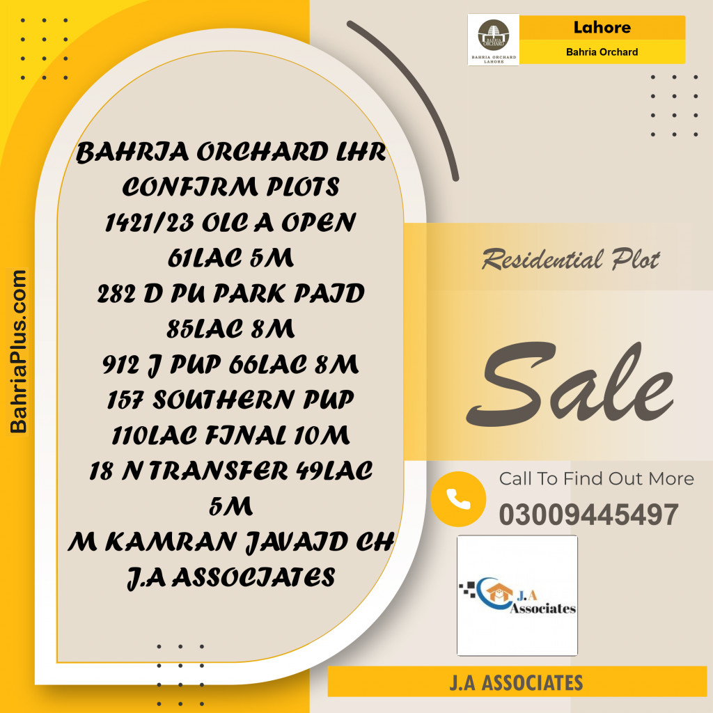 Residential Plot for Sale in Bahria Orchard, Lahore - (BP-234761)