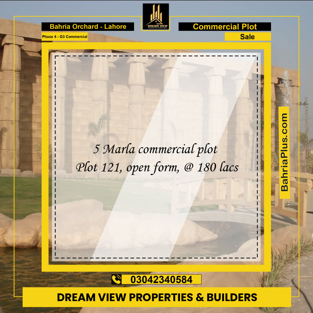 5 Marla Commercial Plot for Sale in Phase 4 - G3 Commercial -  Bahria Orchard, Lahore - (BP-234792)