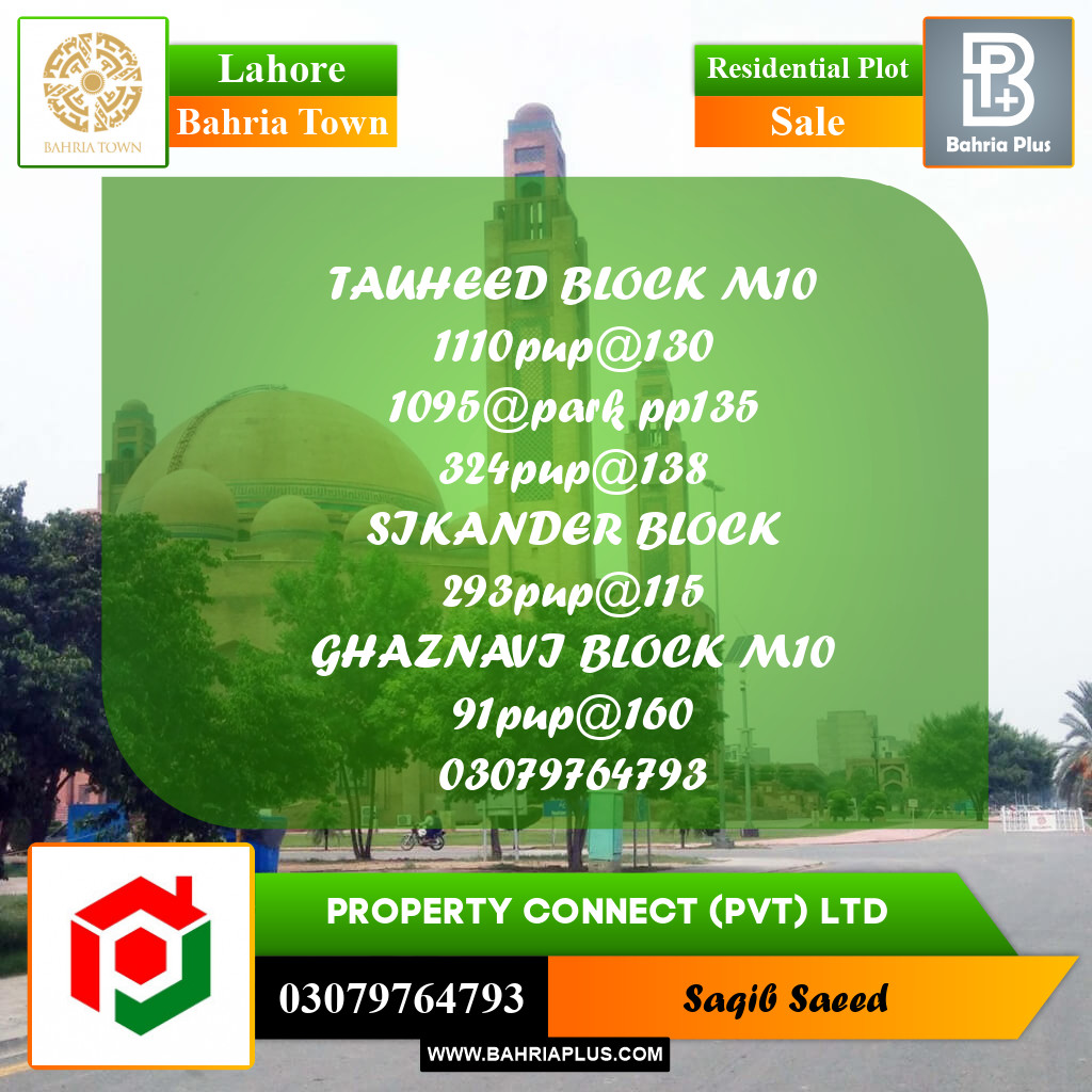 Residential Plot for Sale in Bahria Town, Lahore - (BP-234799)