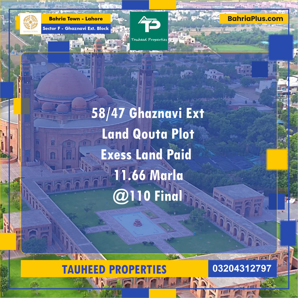 10 Marla Residential Plot for Sale in Sector F - Ghaznavi Ext. Block -  Bahria Town, Lahore - (BP-234856)