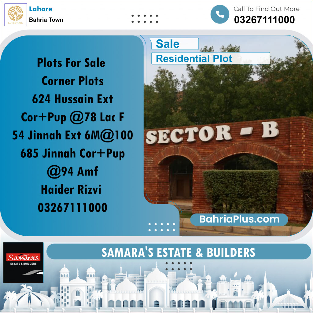 Residential Plot for Sale in Bahria Town, Lahore - (BP-234858)