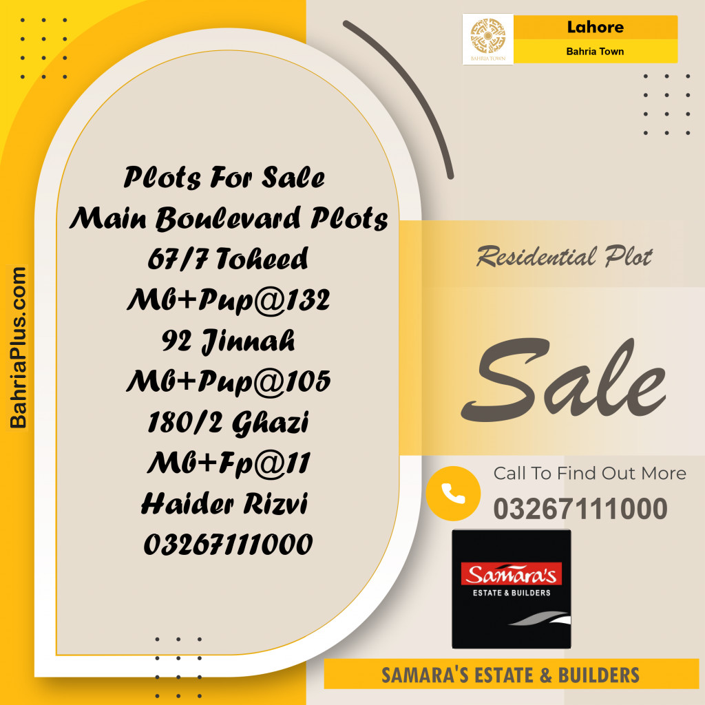Residential Plot for Sale in Bahria Town, Lahore - (BP-234862)
