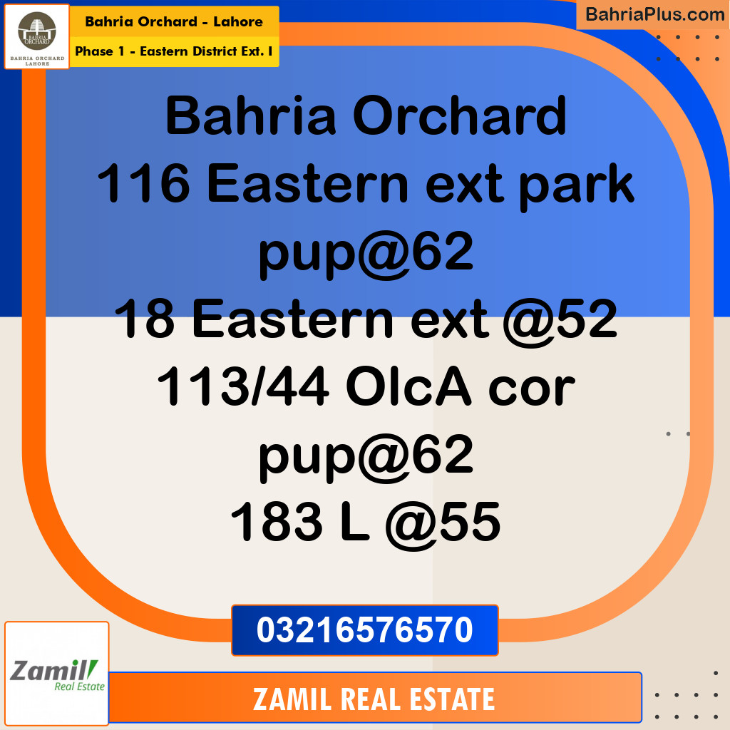 5 Marla Residential Plot for Sale in Phase 1 - Eastern District Ext. I -  Bahria Orchard, Lahore - (BP-234891)