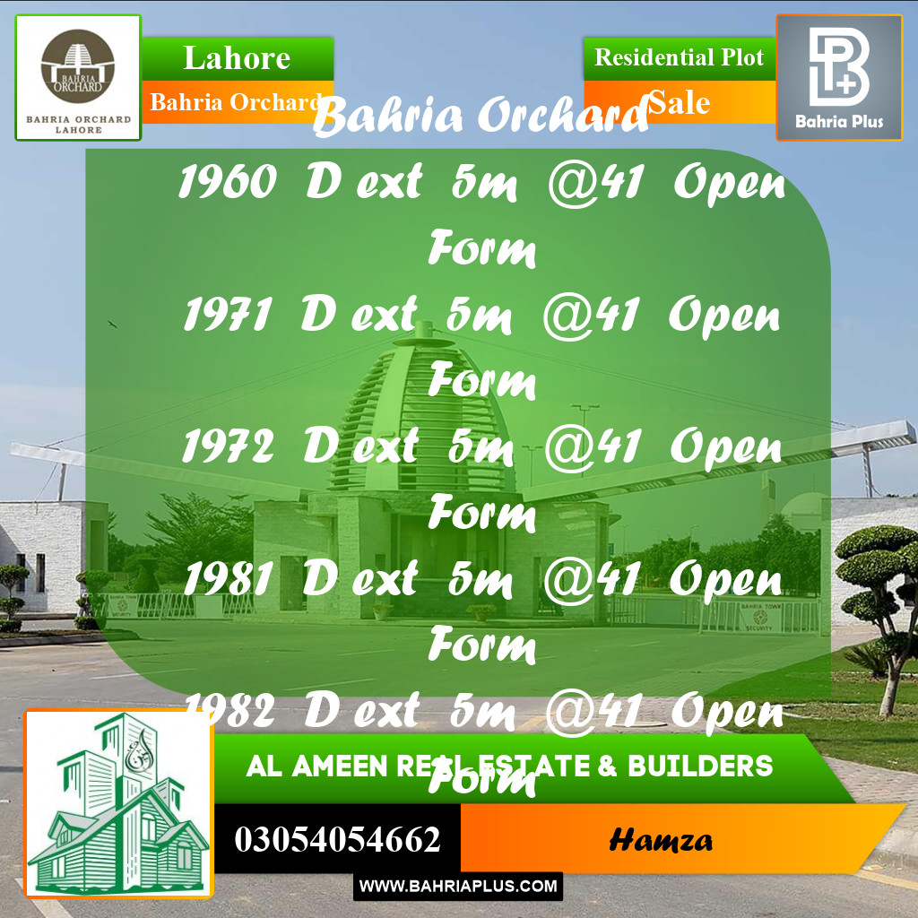 5 Marla Residential Plot for Sale in Bahria Orchard, Lahore - (BP-234944)