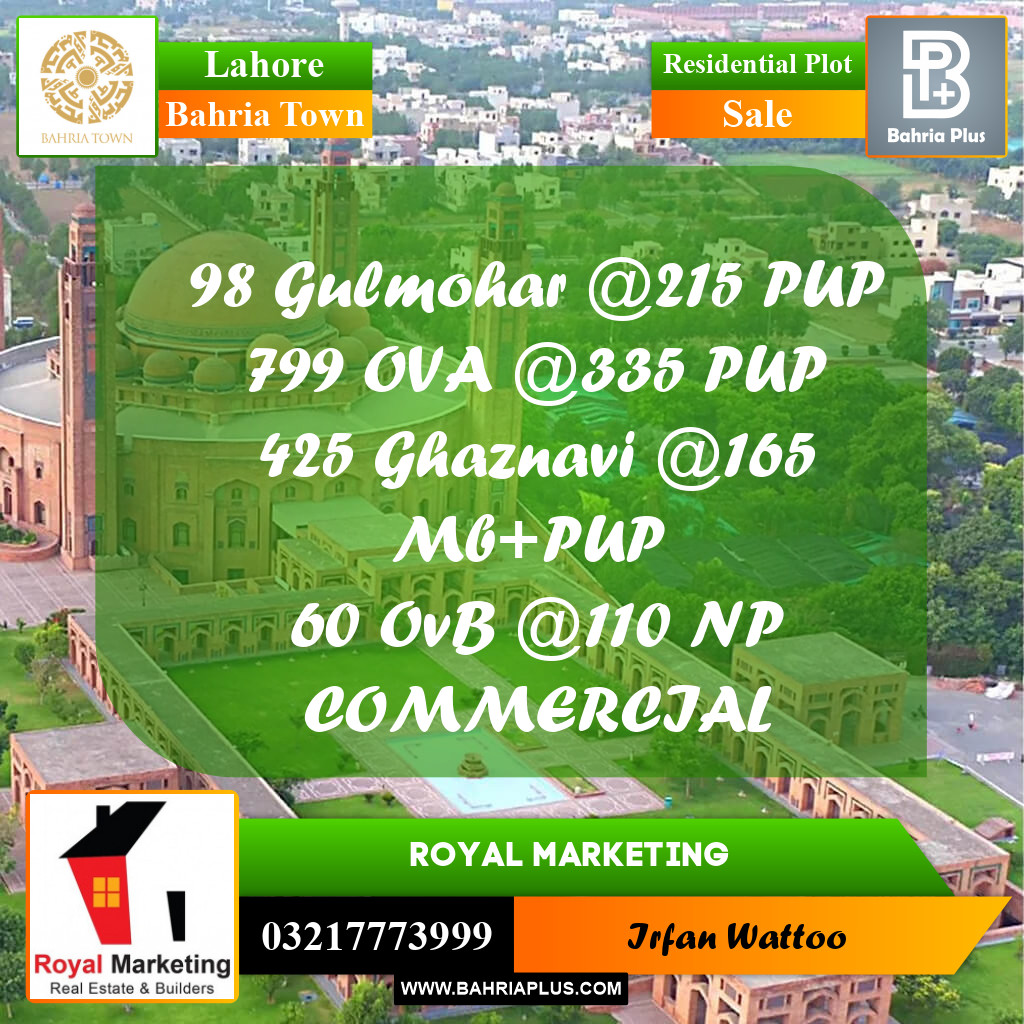 Residential Plot for Sale in Bahria Town, Lahore - (BP-234979)