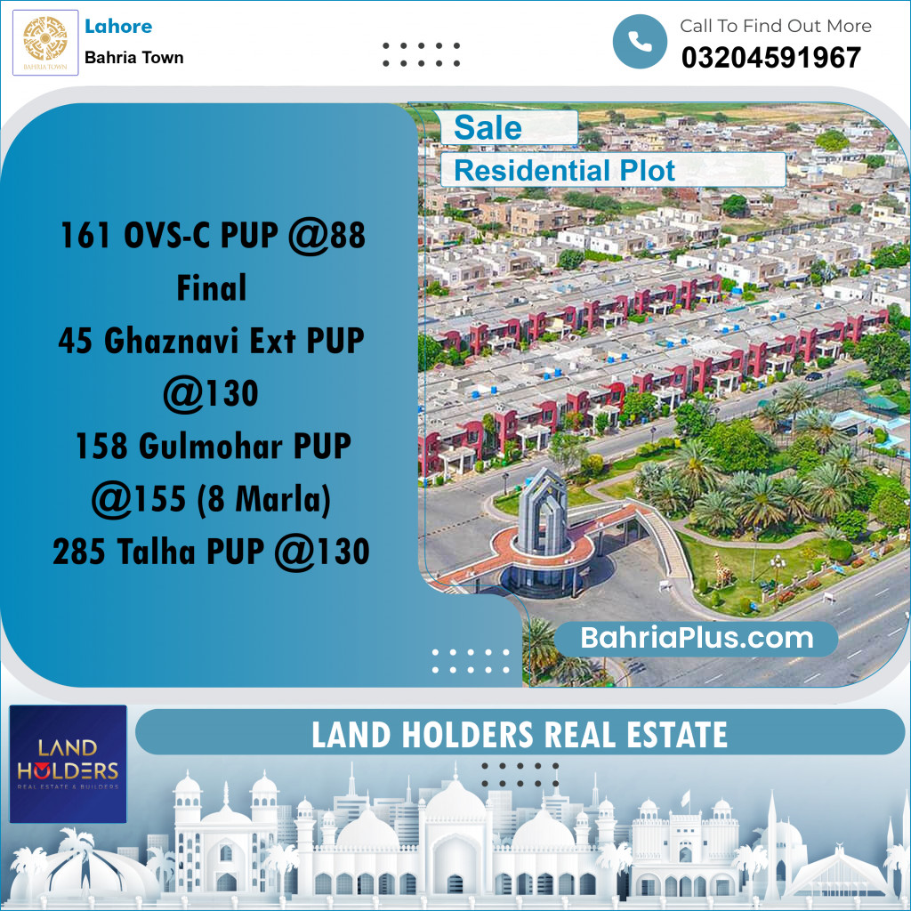 Residential Plot for Sale in Bahria Town, Lahore - (BP-234996)