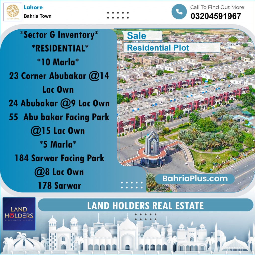 Residential Plot for Sale in Bahria Town, Lahore - (BP-234998)