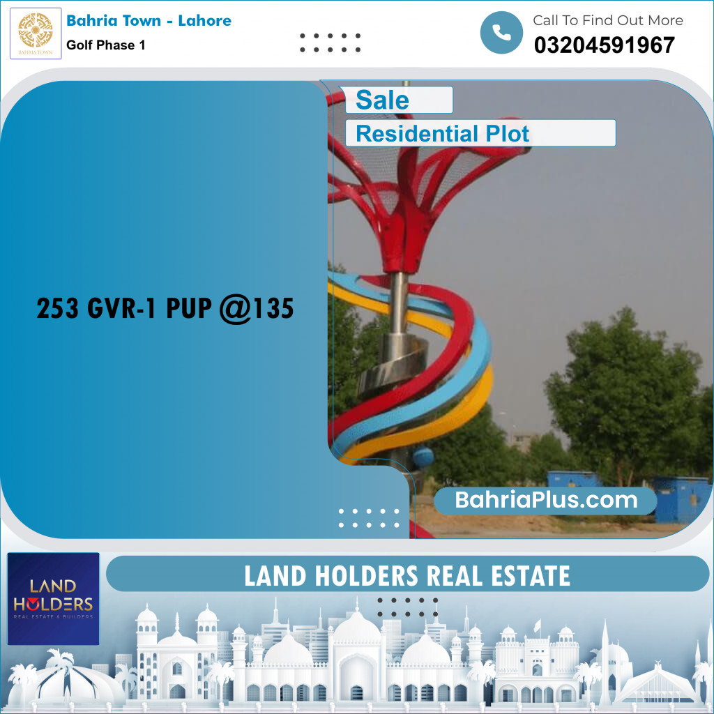 10 Marla Residential Plot for Sale in Golf Phase 1 -  Bahria Town, Lahore - (BP-235061)