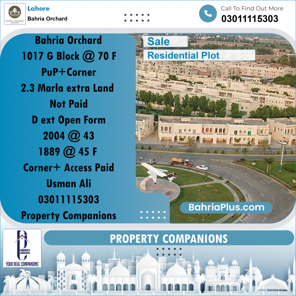 Residential Plot for Sale in Bahria Orchard, Lahore - (BP-235073)