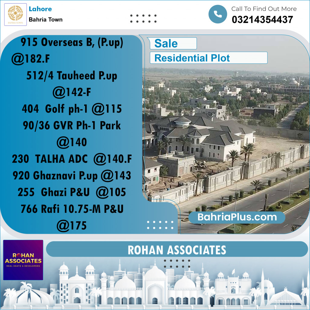 Residential Plot for Sale in Bahria Town, Lahore - (BP-235098)