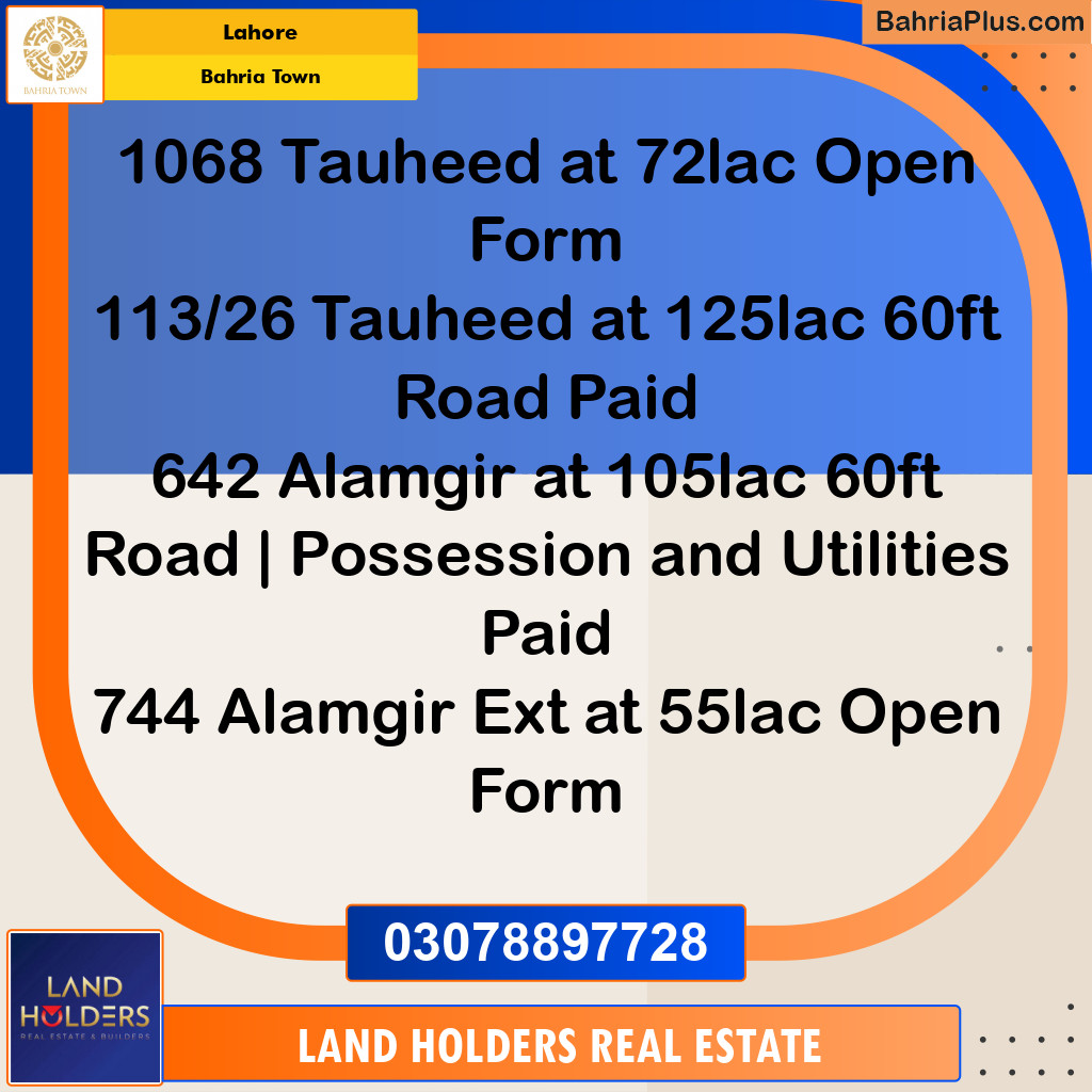 Residential Plot for Sale in Bahria Town, Lahore - (BP-235115)