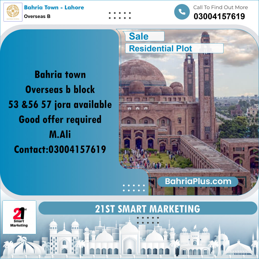 10 Marla Residential Plot for Sale in Overseas B -  Bahria Town, Lahore - (BP-235161)