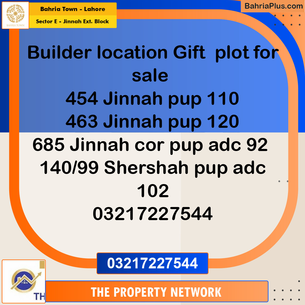 5 Marla Residential Plot for Sale in Sector E - Jinnah Ext. Block -  Bahria Town, Lahore - (BP-235177)