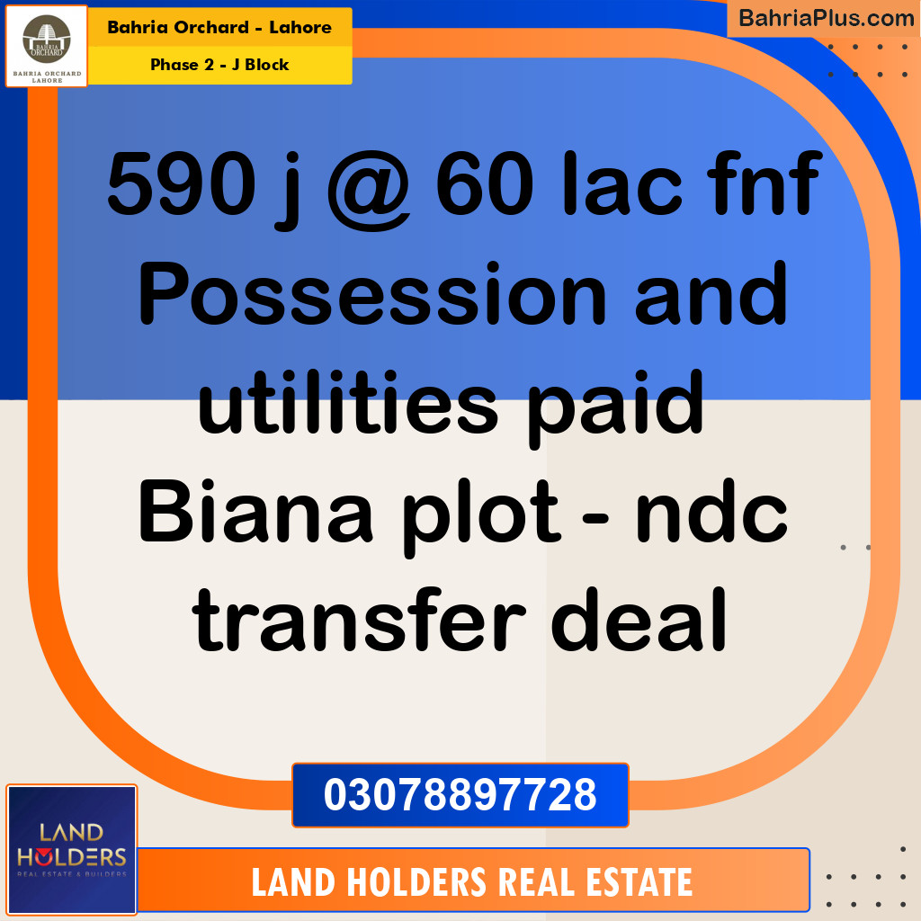 8 Marla Residential Plot for Sale in Phase 2 - J Block -  Bahria Orchard, Lahore - (BP-235201)