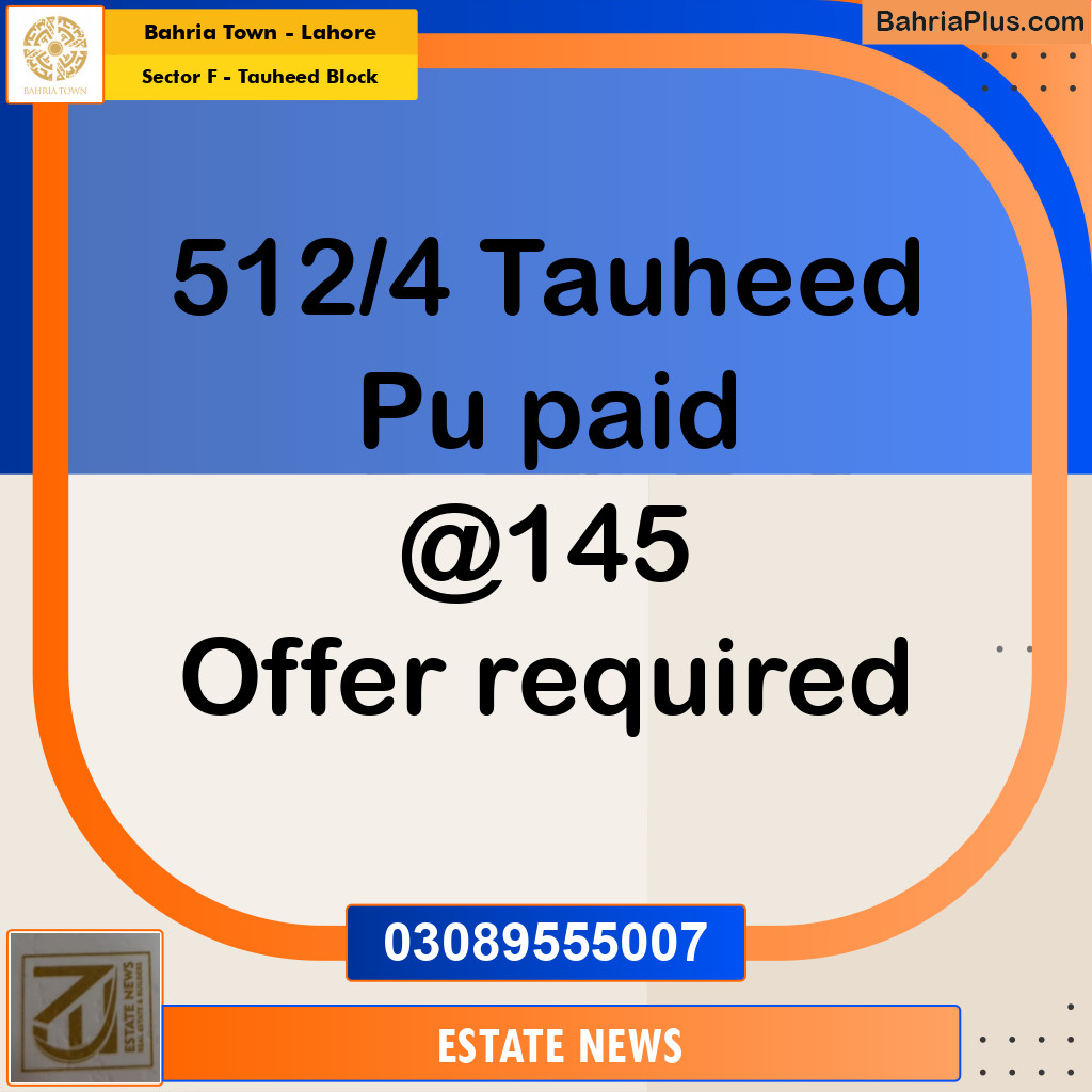 Residential Plot for Sale in Sector F - Tauheed Block -  Bahria Town, Lahore - (BP-235202)